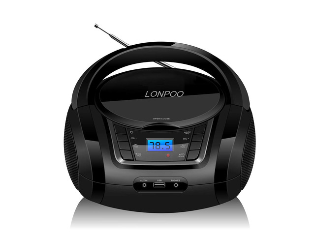 Portable Home CD Player with Bluetooth,Retro Boombox Bluetooth, USB, MP3, AUX, FM Radio, Portable, Built-in Stereo Speakers, Carrying Handle, LCD...