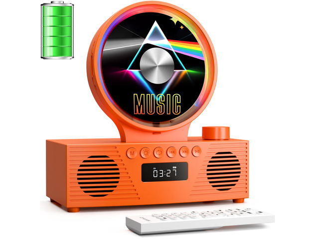Portable CD Player with Bluetooth, Rechargeable & Hi-Fi Speakers Bluetooth TX & RX, 4000mAh rechargeable battery, retro kpop CD player, Hi-Fi...