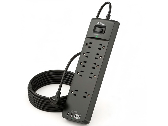 Power Strips with Surge Protection, 12FT Long Extension Cord with Multiple Outlets, Surge Protector Power Strip with 10 Outlets and 4 USB Ports(2...