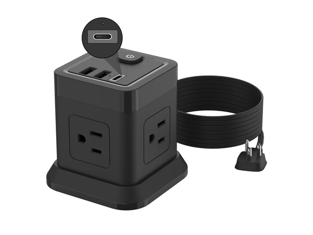 USB C Power Strip PD 20W, 4 Outlets 3 USB 10 FT Extension Cord Black PD 20W USB C Fast Charging 10ft Flat Plug Extension Cord Overload Protection...