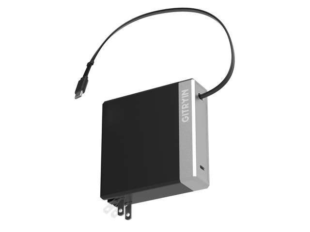 140W Retractable USB C Laptop Charger Block, 2-Port Computer Charger with Built-in 31.5in Cable, Fast GaN Charger for MacBook, iPad, iPhone 17/16...