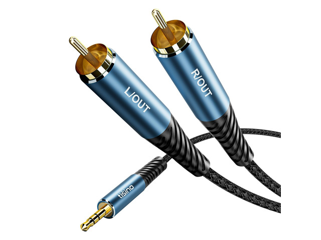 3.5mm TRS Aux to 2 RCA Audio Cable Adapter Aux Cable, 10FT/3m 1/8' to 2 RCA Male Stereo Audio Y Splitter Cable for Smartphone/Tablet/Laptop to...