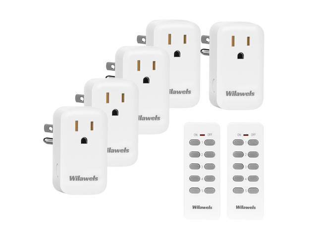 Remote Control Outlet, Wireless Remote Light Switch, Programmable Electrical Outlet Switch for Lamp, Light, Fan, Appliance, 100ft RF Range, FCC...