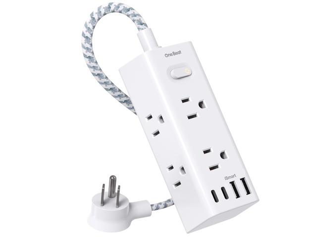 Power Strip Surge Protector, 1Ft Short Extension Cord Flat Plug 6 Outlets with 4 USB Ports (2 USB C), Wall Mount Small Power Strip for Travel, Home...