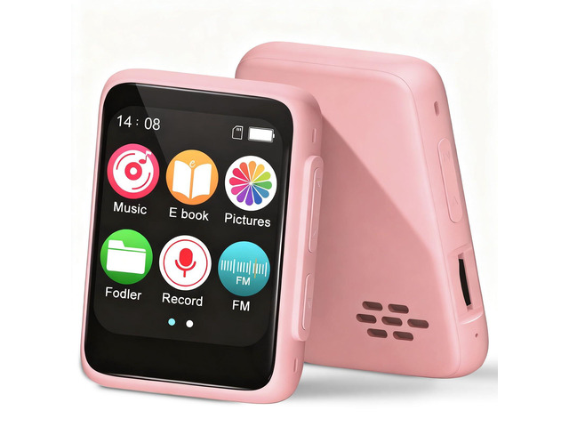 Kids Bluetooth MP3 Player with SpeakerChristmas Birthday Gift for 6-12 Year Old Girls Boys32GB Portable Travel Music Players,Pink