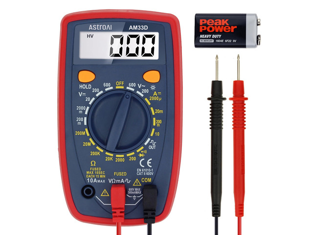 Digital Multimeter Tester 2000 Counts with DC AC Voltmeter and Ohm Volt Amp Meter; Measures Voltage, Current, Resistance, Continuity and Diode, Blue