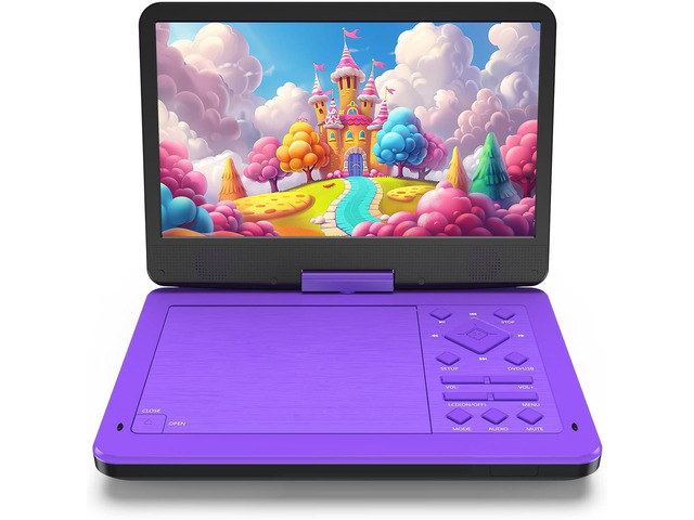 12.5-inch Portable DVD Player with 10.5-inch HD Screen, Portable Design for on-the-go Viewing. Supports 5 Hours of Battery Life. CD/DVD/SD Card/USB...