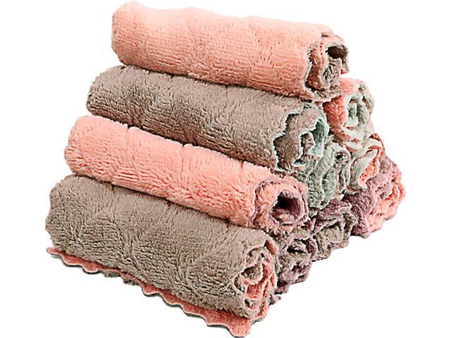 10 Pack Kitchen Cloth, Microfiber Dish Towels Washcloths, Super Absorbent Coral Velvet Dishtowels, Premium Cleaning Cloths,Non-Stick Oil Quick Dry...