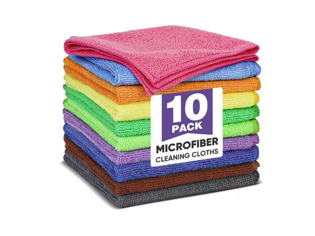 10 Colors Microfiber Cleaning Cloths, 10 Pack Assorted Cleaning Rags Microfiber Towels, Car Towels, Kitchen Towels, Bathroom Towels, Household...