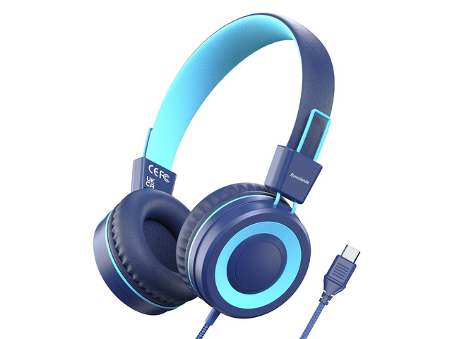 Upgrade USB Type C Kids Headphone for School, 94dB Safe Volume Limited, HD Stereo Sound, Foldable Lightweight On-Ear Headphones for...