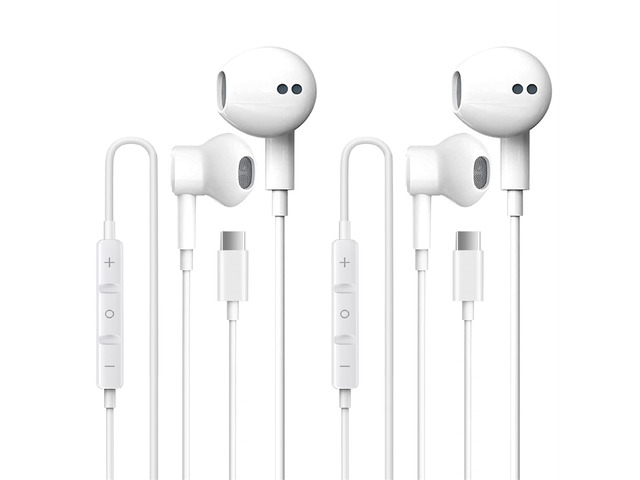 2 Pack USB C Headphones for iPhone 17 with Microphone & Remote Control Type C Earbuds Compatible with iPhone 17/16/15, iPad Pro, Most USB C Jack...