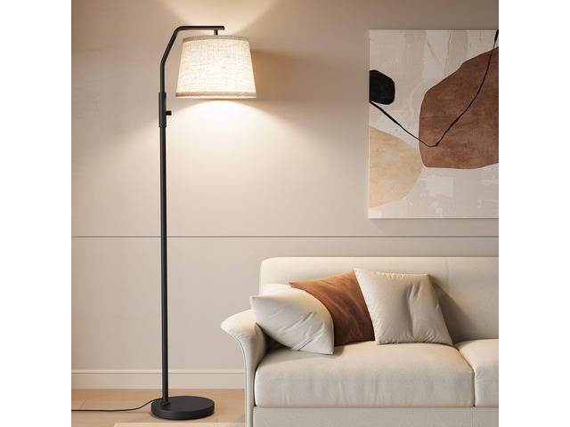 Floor Lamps for Living Room, 0-100% Dimmable Standing Lamp 9W Bulb Included, 270°/90° Adjustable Rotating Lamp Head, Light-Diffusing Linen Shade,...