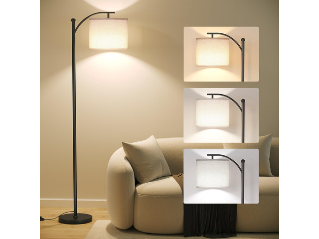 Arc Floor Lamp, Modern Floor Lamp with 3 Color Temperatures Bulb Metal Standing Lamps with Adjustable Hanging Lampshade,Tall Floor Lamps for...