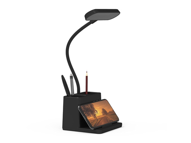 Black LED Desk Lamp, Battery Operated Small Table Light for Dorm Room Rechargeable, Battery-Powered, Cute, Dimmable, Gooseneck, Pen Holder, Touch...
