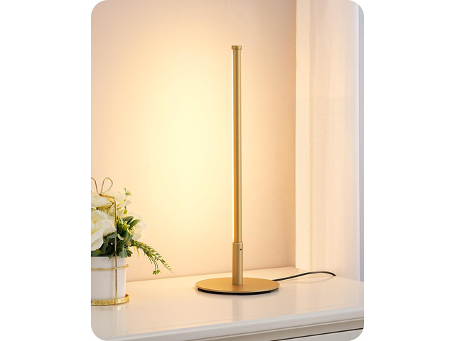 LED Table Lamp, Modern Dimmable Desk Lamps Metal Finish, Gold 3 Color Temperature, 6W, Skinny Modern Minimalist Style for Bedroom, Living Room,...