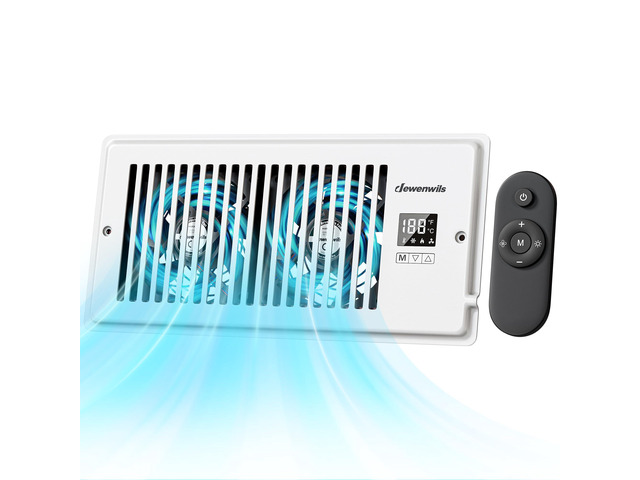 4'' x 10'' Quiet Register Booster Fan, 5-Speed Vent Fan Booster 140 CFM, Enhances AC Heating & Cooling Airflow, Remote Control & Smart...