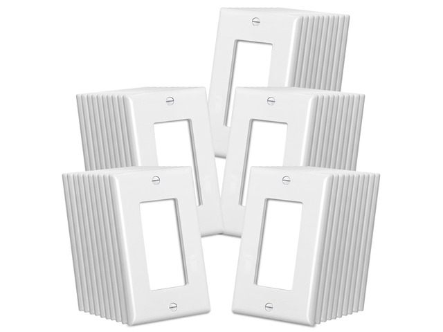 Decorator Wall Plates, 50 Pack Electrical Outlet Receptacle Covers, 1-Gang Switch Plates, Standard Size 2.76 x 4.5, Impact Resistant, UL Listed,...