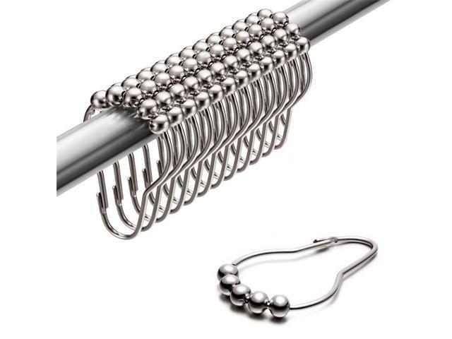 Shower Curtain Hooks Rings, Rust-Resistant for Bathroom Shower Rods Shower Hooks - Set of 12, Chrome