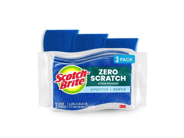 Scotch-Brite Zero Scratch Scrub Sponge, 3 Pack Kitchen Sponges for Cleaning Home, Bathroom, Effective + Gentle Dish Scrubber, Safe on Nonstick...