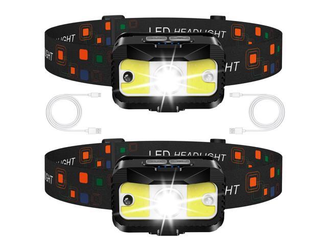 MIOISY Headlamp Rechargeable, Ultra Bright LED Head Lamp Flashlight 2 Pack