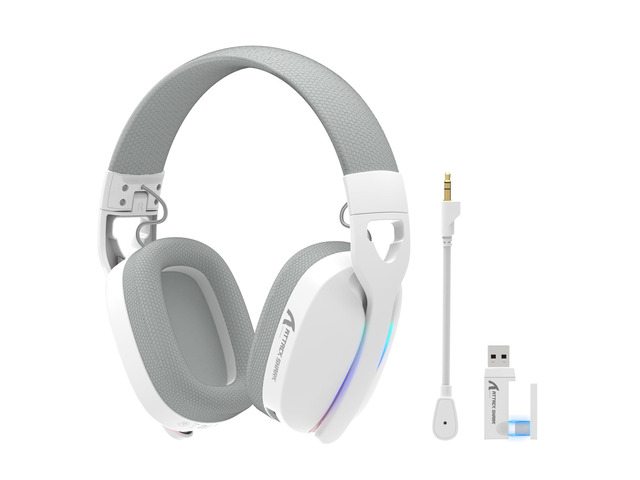 ATTACK SHARK L90 Wireless Gaming Headset, 7.1 Surround Sound, Tri-Mode 2.4GHz/Bluetooth/Wired, 40mm Drivers, RGB, 215g Lightweight Foldable Design,...