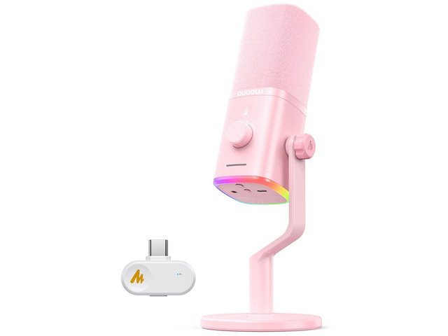 PD100W Wireless Dynamic Gaming Microphone for PC with USB-C Receiver One-Click Noise Reduction,Custom RGB,Mute,Monitoring, Companion App,Wireless...