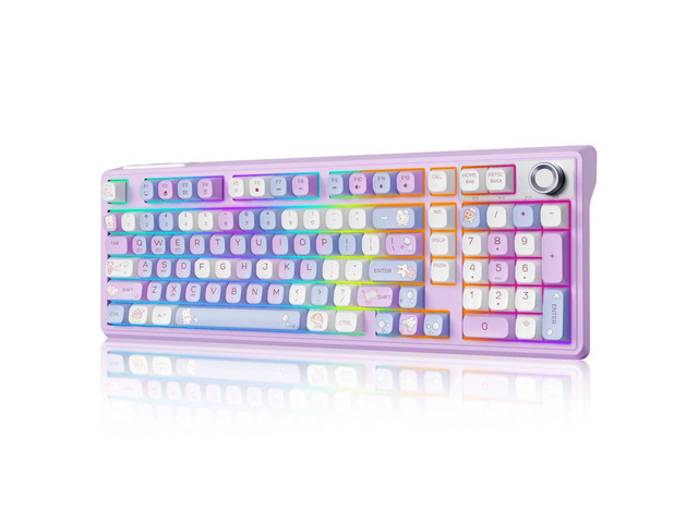 Compute Keyboard, Wireless Gaming Keyboard with Triple Mode F98 RGB Backlit Hot Swappable Thocky Pink Keyboard BT 5.0 /2.4G/USB-C for Mac,...