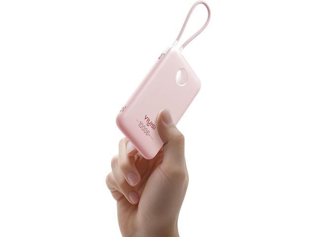 VIYISI 0.58 Slim Portable Charger Small 10000mAh with Built-in USB C Cable