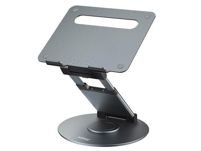 Gray Ergonomic Computer Holder Riser with Heat-Vent, Standing Desk Converter Holds 22 Lbs for Office Desk Use Fits 10-17' Laptops
