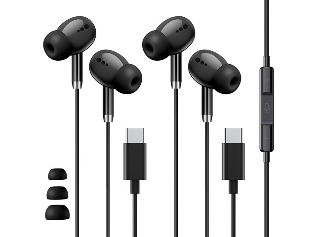 Wired Earbuds USB C Headphones for iPhone 17 16 15, Headphones Wired with Microphone & Volume Control, Noise Canceling Typc-C Earphones for Galaxy...