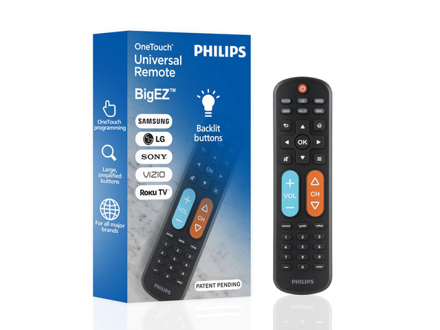 BigEZ OneTouch Big Button Universal TV Remote, Easy to Use Remote for Seniors, Replacement Remote for Samsung, LG, Sony, Vizio, Roku TV, Backlit...