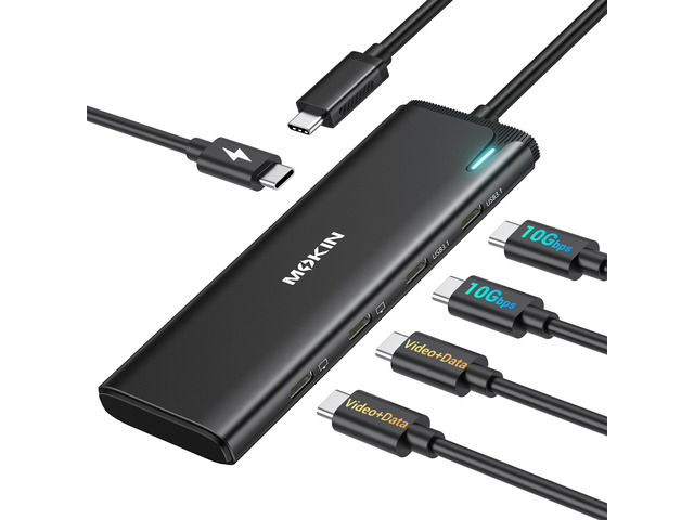 USB C Splitter for Dual Monitors 4K@60Hz DP Alt Mode (Black) USB C Hub Multiport Adapter Video Output,10Gbps USB3.1 Data Transfer, 100W PD for...