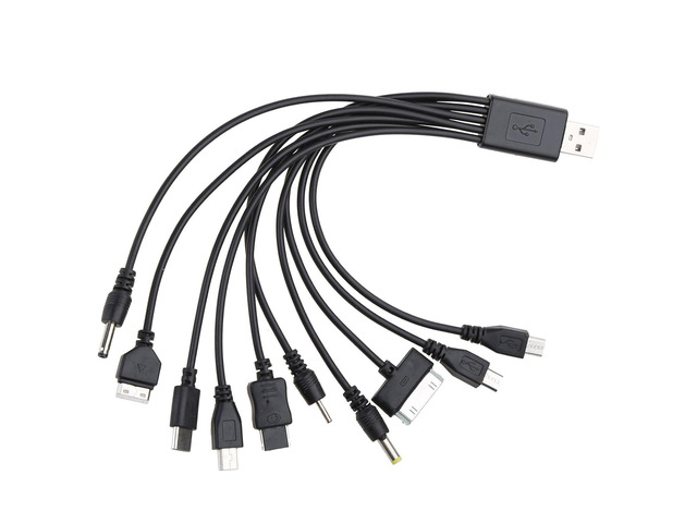 Jizlan 1Pc Black 10 in 1 USB Multi Charger Cables for Mobile Phones USB Charging Cord 20cm/7.87in to Multi Plug Cell Phone Charger Cable 10 in 1...