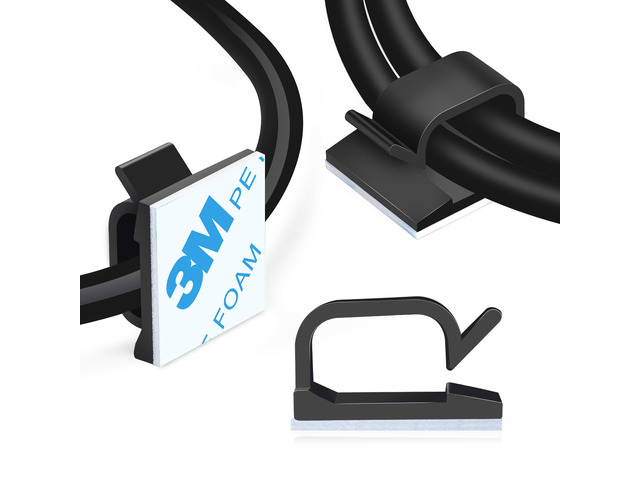 3/4 Adhesive Cable Wire Clips Black120PCS, Cable Staples Outdoor Cable Management Wire Organizer Cord Holder for Under Desk, Car, Wall, TV PC...