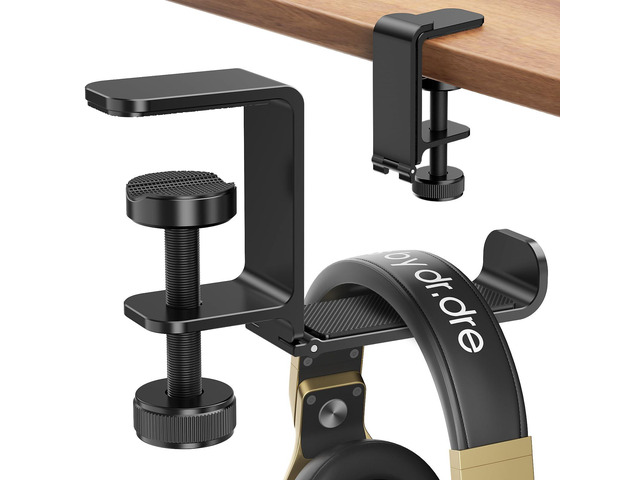 Headphone Hanger Holder Stand -Under Desk Headphone Hanger Headset Hook Holder with FoldableSpace-Saving Aluminum Stand with Universal Fit for...