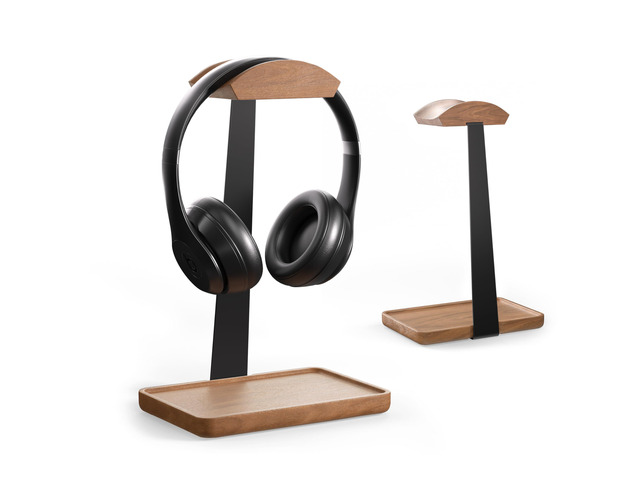 Wooden Headphone Stand, Wood Headset Stand for Desk Universal Headphone Holder with Storage Base for Gaming, Sony,Bose