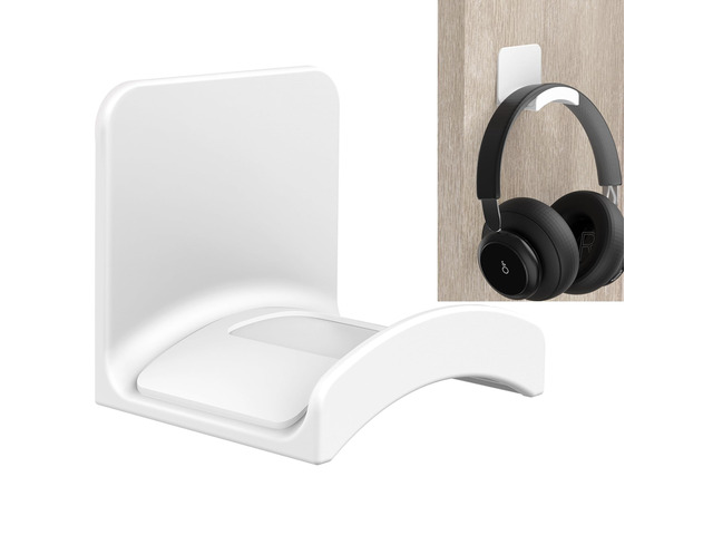 Headphone Stand Headset Holder, White Adhesive Gaming Earphones Hanger, Universal Desk Wall Mount Hook, Compatible with Beats, AirPods Max, Sony,...