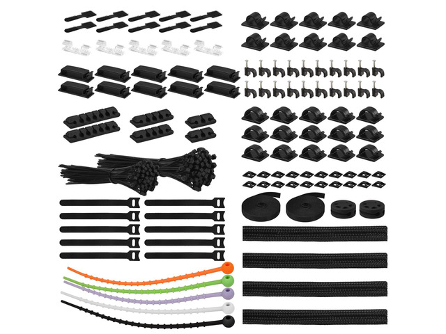 319pcs Cable Management Organizer Kit, Desk Cord Organizer, 98 Adhesive Cable Clips Holder, 17 Reusable Cable Strap, 4 Cable Sleeve Split, and 200...