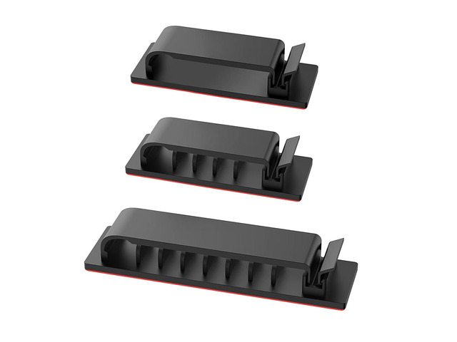 Cable Management Clips, 20Pcs Cord Organizers Wire Clips Cord Holder for TV PC Ethernet Cable Desk Home Office (Black)
