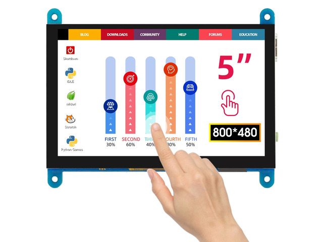 5 Inch Touch Screen Monitor for Raspberry Pi 800Ã—480 LCD Display Touchscreen Compatible with Raspberry Pi 5/4/3B+/3B, BB Black, Banana Pi, Jetson...