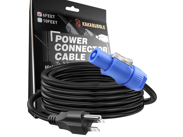 20A NEMA 5-15P to PowerCON AC Power Cable - 3-Pin Male Connector for Outdoor Stage Lighting and LED Screen - 1.83M/6FT Heavy Duty Extension Cord