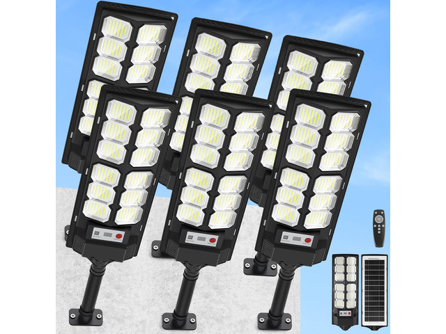 Solar Lights Outdoor Waterproof, 6500K 13000LM LED Dusk to Dawn Solar Street Light, Solar-Powered Flood Lights with Motion Sensor and Remote...