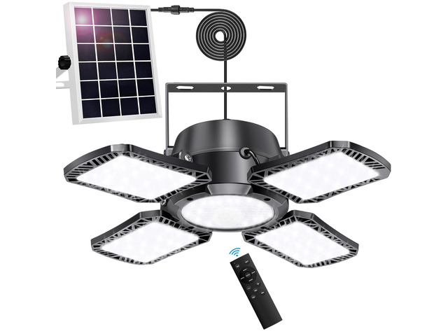 Solar Shed Light Indoor Outdoor Upgrade 176 LED 4 and 1 Heads Solar Powered Motion Sensor Pandent Daytime Work Lights with 4 Modes Remote Control...