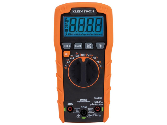 MM420 Digital Multimeter, Auto-Ranging TRMS Multimeter, 600V AC/DC Voltage, 10A AC/DC Current, 50 MOhms Resistance