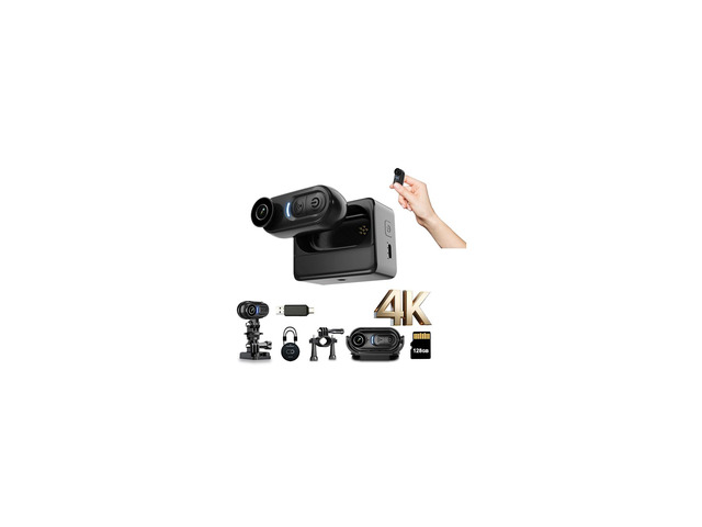 4K Mini Body Camera 128GB, Thumb Size Action Body Cam, Wearable Sports Cameras,Hands-Free POV Recording, Helmet Mount, Magnetic Sport DV for Bike...