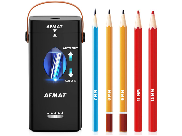 Electric Pencil Sharpener, Fully Automatic Pencil Sharpener for 6-12mm No.2/Jumbo Pencils, Auto in & Out, 5 Sharpness Modes, Rechargeable Heavy...