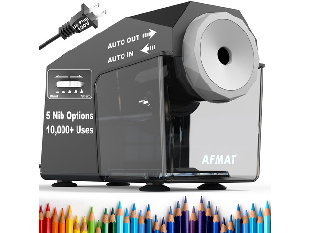 Electric Pencil Sharpener, Fast & Hands-Free, 10K+ Uses, 5 Nibs, Fully Automatic Pencil Sharpener for Classroom, Heavy Duty Sharpeners for...