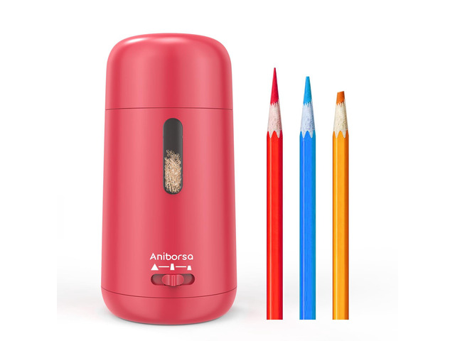 Rechargeable Electric Pencil Sharpener, Auto in & Out, Red Adjustable Sharpness, Easy to Clean, Fast Sharpening, for 6-8mm Pencils Students,...