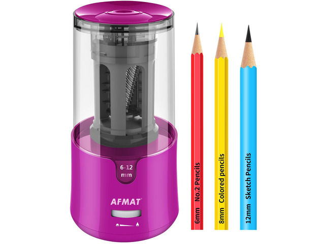 Electric Pencil Sharpener for Colored Pencils, Auto Stop, Fast Sharpen in 3s, Large Hole Pencil Sharpener Plug in for 6-12mm No.2/Jumbo Pencils PS91