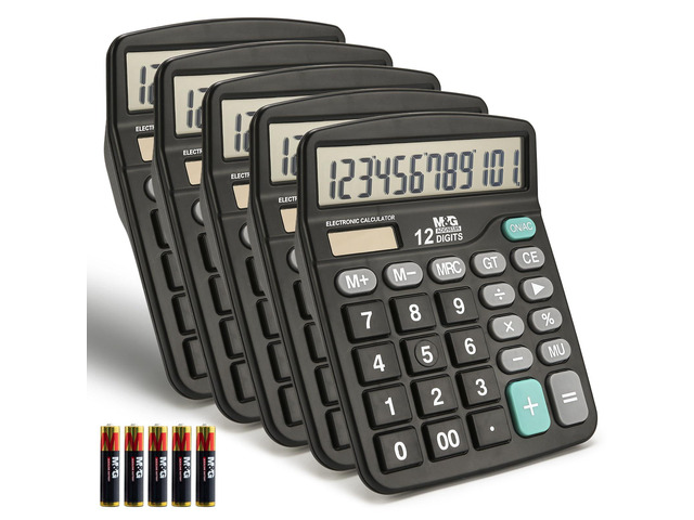 Desk Calculator 12 Digit Office Calculators with Large LCD Display, Dual Solar Power and Battery, Recessed Big Button Calculator for Office Home...